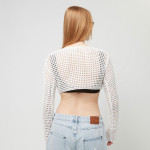 Karl Kani Γυναικεία πλεκτή μπλούζα Retro Crochet Crop LS WHITE